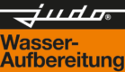 Logo der Firma Judo in stilisiertem Text auf schwarzem Hintergrund über einem orangefarbenen Abschnitt mit „Wasser-Aufbereitung“ in fetten schwarzen Buchstaben.